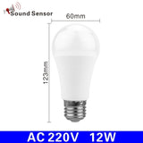 LED Sound Motion Sensor Bulb 5W 7W 9W 12W E27 220V LED White Light Bulb For Stair Hallway Night Light Pathway Lampada LED Lamp