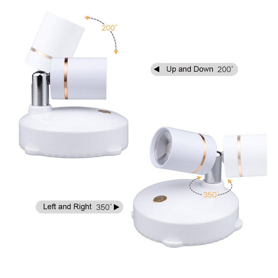 LED Downlight 2 Sets 3W Battery Powered Home Ceiling Spot Light &amp; Remote Controller &amp; Timer Bedroom Lamp Fixture (White)