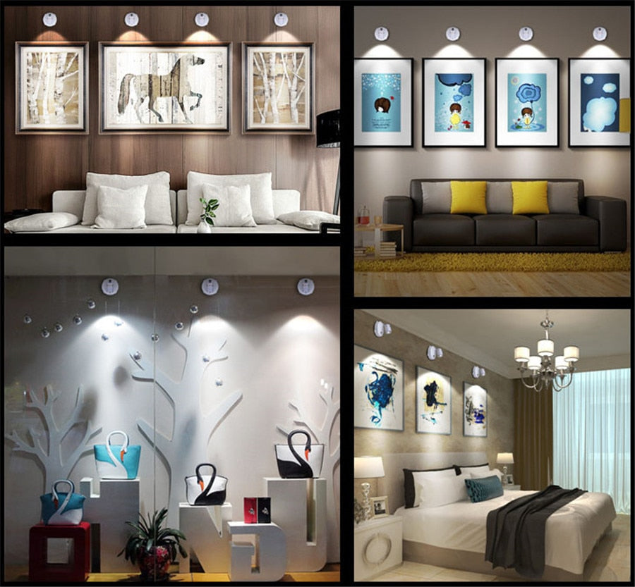 LED Downlight 2 Sets 3W Battery Powered Home Ceiling Spot Light &amp; Remote Controller &amp; Timer Bedroom Lamp Fixture (White)