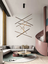 New LED Chandelier Lighting Modern for Staircase Living Room Dining Room Industrial Pendant Lamp Loft Villa Black Long Downlight