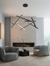 New LED Chandelier Lighting Modern for Staircase Living Room Dining Room Industrial Pendant Lamp Loft Villa Black Long Downlight