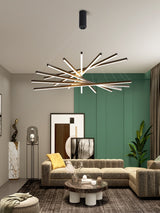 New LED Chandelier Lighting Modern for Staircase Living Room Dining Room Industrial Pendant Lamp Loft Villa Black Long Downlight