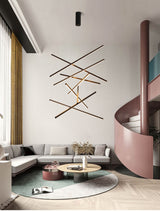 New LED Chandelier Lighting Modern for Staircase Living Room Dining Room Industrial Pendant Lamp Loft Villa Black Long Downlight