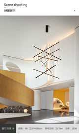 New LED Chandelier Lighting Modern for Staircase Living Room Dining Room Industrial Pendant Lamp Loft Villa Black Long Downlight