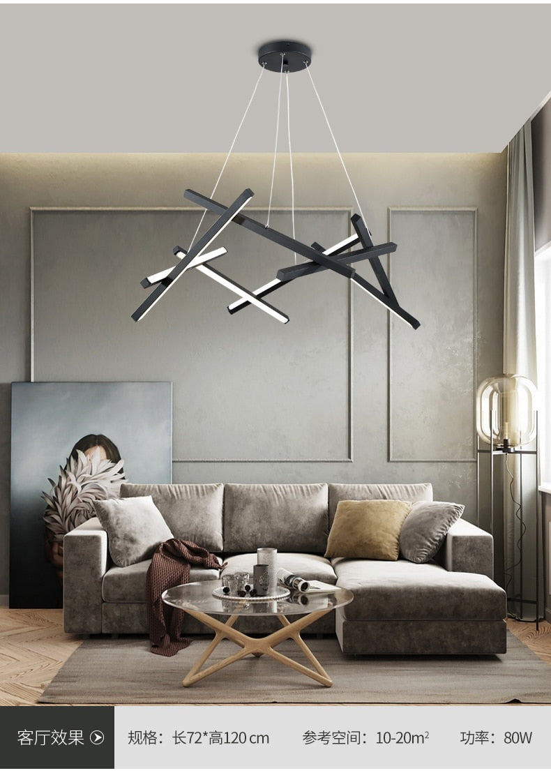 New LED Chandelier Lighting Modern for Staircase Living Room Dining Room Industrial Pendant Lamp Loft Villa Black Long Downlight