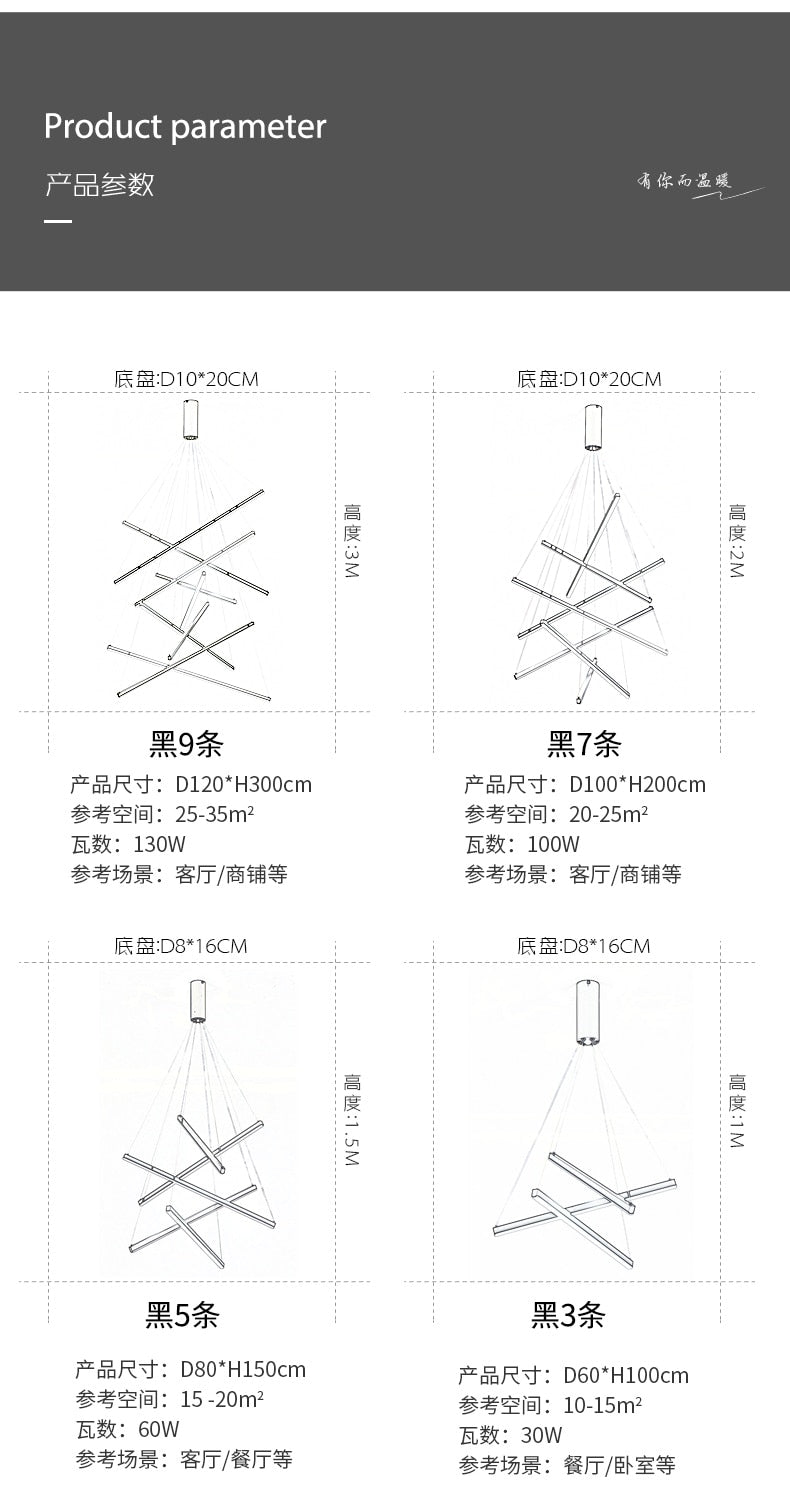 New LED Chandelier Lighting Modern for Staircase Living Room Dining Room Industrial Pendant Lamp Loft Villa Black Long Downlight