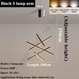 New LED Chandelier Lighting Modern for Staircase Living Room Dining Room Industrial Pendant Lamp Loft Villa Black Long Downlight