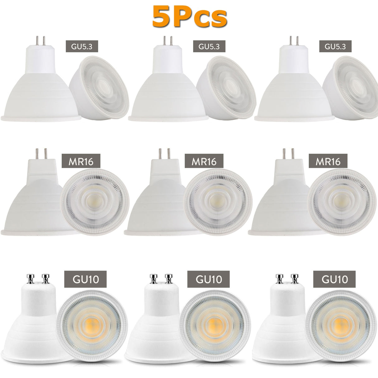 Dimmable LED Spotlight 5X GU10 MR16 GU5.3 7W 220V 110V COB Light Bulb Super Bright Table Lamp Downlight Cool White Warm White