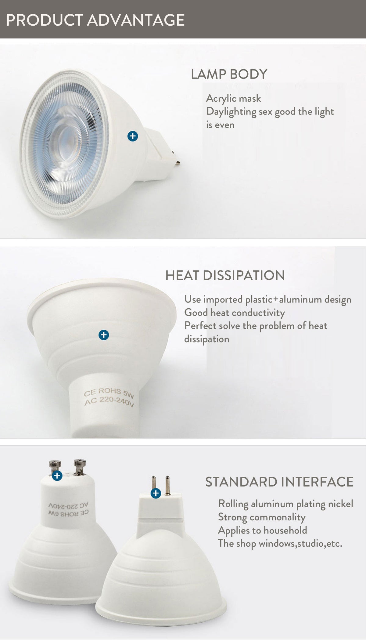 Dimmable LED Spotlight 5X GU10 MR16 GU5.3 7W 220V 110V COB Light Bulb Super Bright Table Lamp Downlight Cool White Warm White