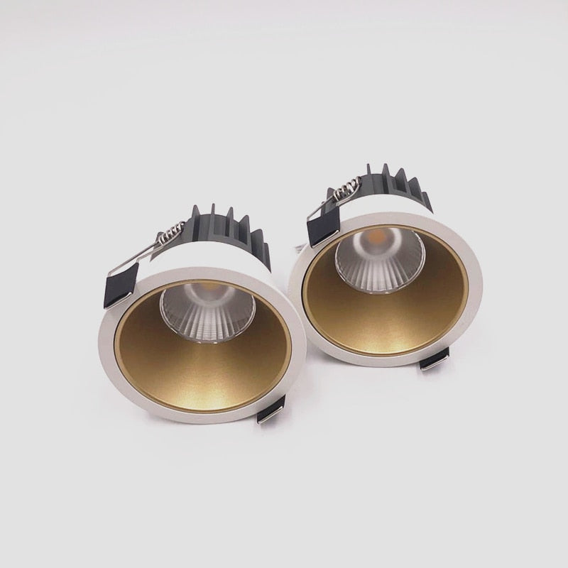 Dimmable anti-glare COB LED downlight, ceiling light, backlight, indoor lighting, AC85-265V, 9W / 12W / 15W / 18W / 20W