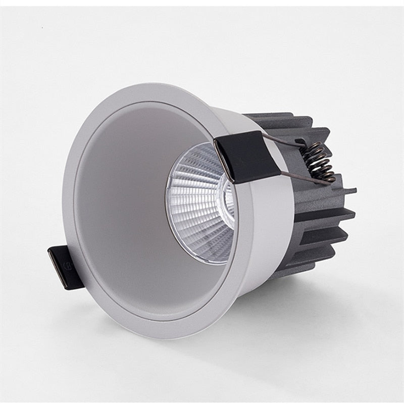 Dimmable anti-glare COB LED downlight, ceiling light, backlight, indoor lighting, AC85-265V, 9W / 12W / 15W / 18W / 20W