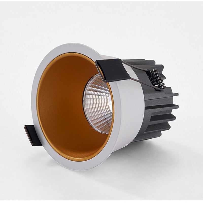 Dimmable anti-glare COB LED downlight, ceiling light, backlight, indoor lighting, AC85-265V, 9W / 12W / 15W / 18W / 20W