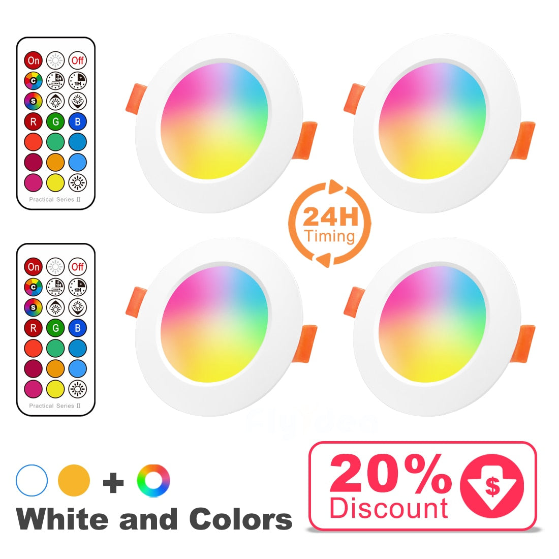 Spot LED Ceiling Lamp Recessed Round Light Smart Indoor Lighting Luminaire RGB Color Dimmable Remote Control Downlight 110V 220V