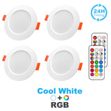 Spot LED Ceiling Lamp Recessed Round Light Smart Indoor Lighting Luminaire RGB Color Dimmable Remote Control Downlight 110V 220V