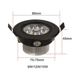 LED 9W 12W 15W black downlights led Spot Light dimmable 110V 220V