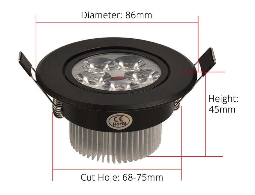 LED 9W 12W 15W black downlights led Spot Light dimmable 110V 220V