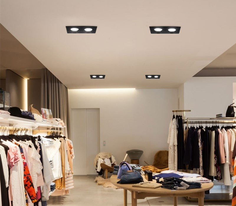 Dimmable LED COB Spotlight Ceiling lamp AC85-265V 7W 9W 12W 2X7W 2X9W 2X12W Aluminum recessed downlights Led Spot Light