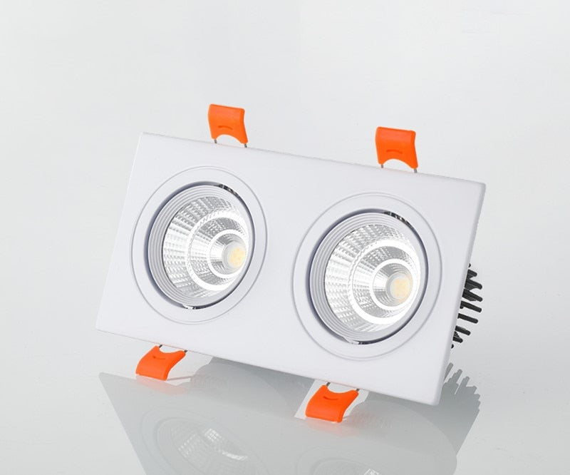 Dimmable LED COB Spotlight Ceiling lamp AC85-265V 7W 9W 12W 2X7W 2X9W 2X12W Aluminum recessed downlights Led Spot Light