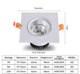 Dimmable LED COB Spotlight Ceiling lamp AC85-265V 7W 9W 12W 2X7W 2X9W 2X12W Aluminum recessed downlights Led Spot Light