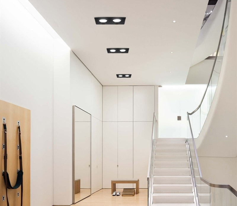 Dimmable LED COB Spotlight Ceiling lamp AC85-265V 7W 9W 12W 2X7W 2X9W 2X12W Aluminum recessed downlights Led Spot Light