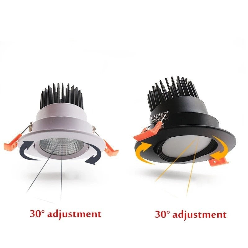 Round Recessed AC110V-220V 5W 7W 9W 12W 15W 18W Dimmable COB LED Ceiling downlights Ceiling lamp Spot light For home lighting