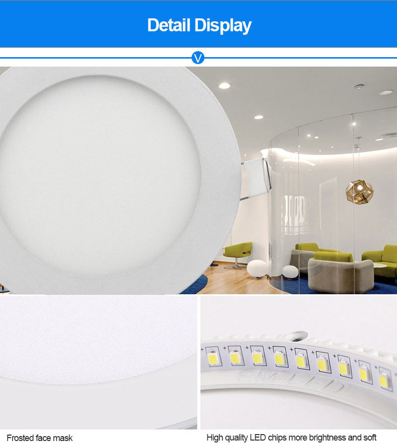 Dimmable Round LED Panel light 3w 4w 6w 9w 12w 15w 18w Recessed Downlight White/Warm White/Natural White Kitchen for Bathroom