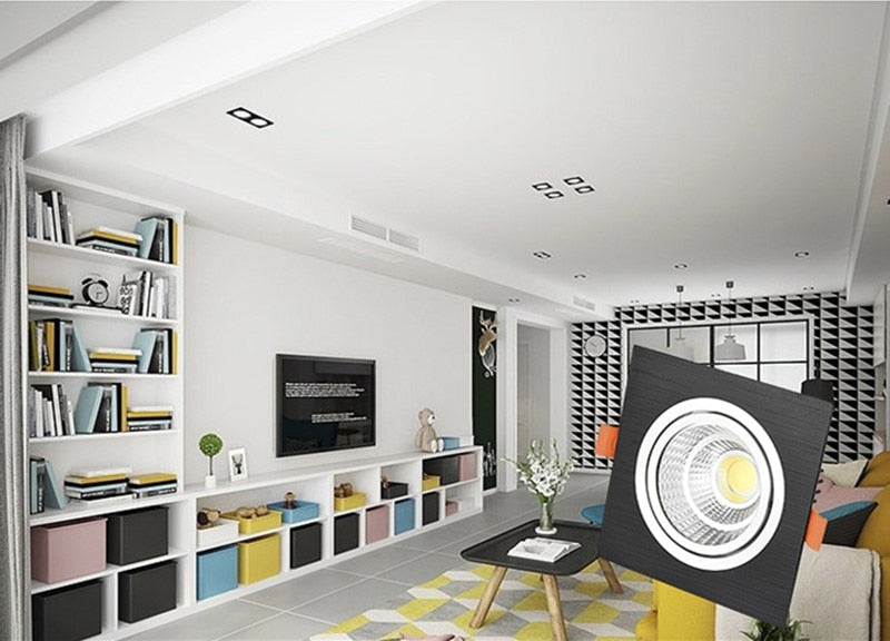 High power aluminum led cob dimmable ceiling light AC110V-220V 7W 9W 12W 2X7W 2X9W 2X12W square cob led downlight
