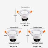 LED Downlight Super Bright Recessed LED SPOT Dimmable COB  5W 7W 12W 15W 18W LED Spot light LED  Ceiling Lamp AC110 220V