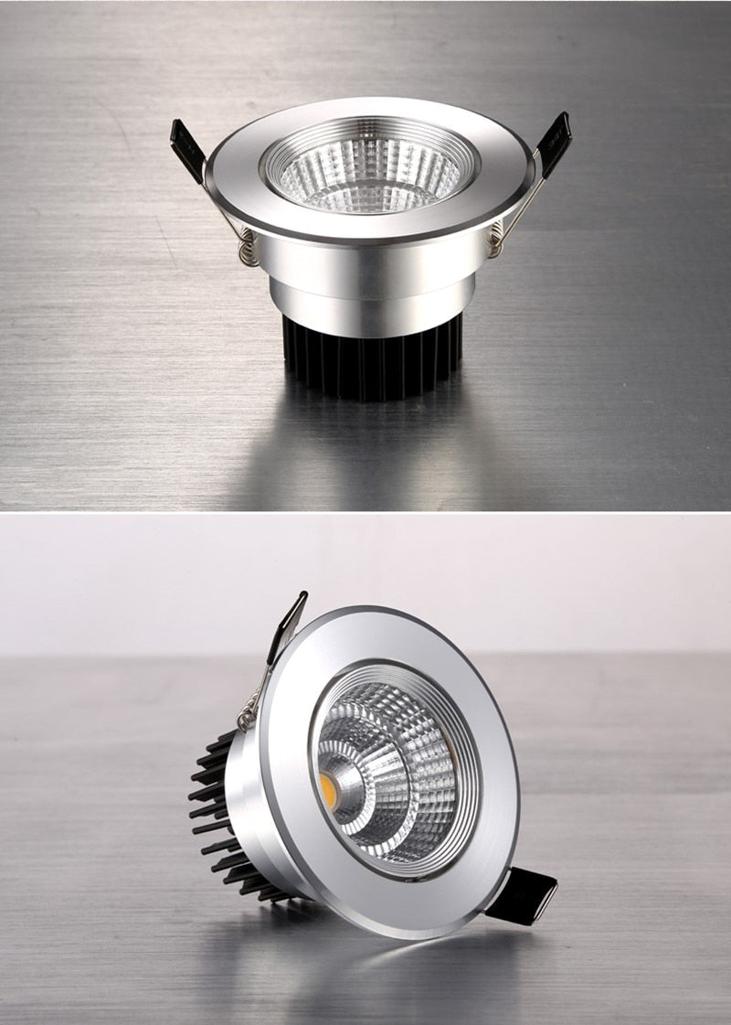 Round dimmable embedded LED downlight 5W 7W 9W 12W 15W 18W COB LED ceiling light spotlight AC110-220V indoor lighting