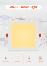 Benexmart Tuya WiFi 15w Led Smart Downlight RGBW Recessed Ceiling Light with Square Panel Alexa Google Home Voice Control