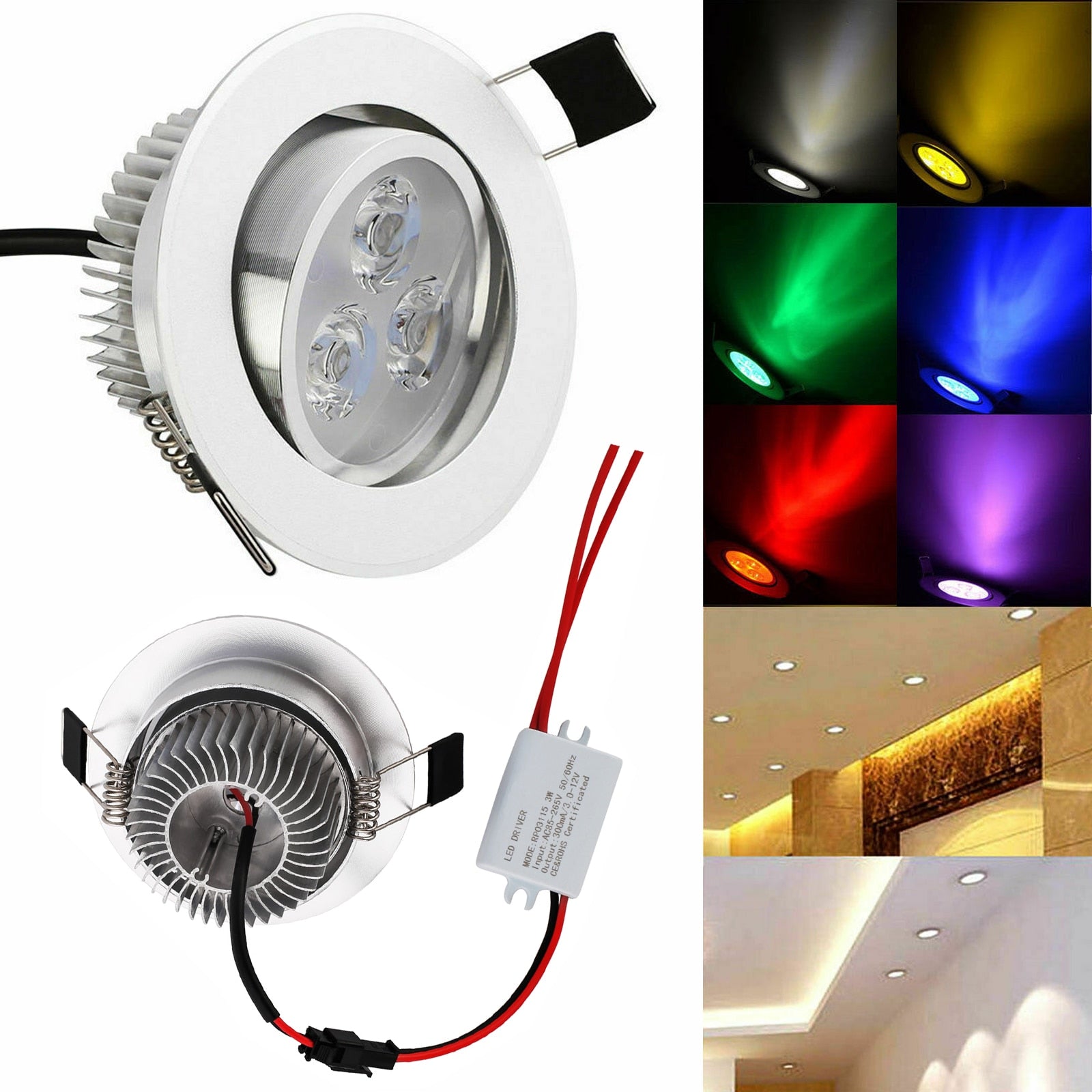 LED Recessed Ceiling Downlight Ultra Bright Lamp 8 Colors 6W AC220V 110V with Driver Down Light Spotlight for Home Hotel Decor