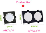 Square Bright Dimmable Downlights 7W 10W 14W 20W LED Ceiling lamp recessed COB Ceiling Spot lights ac85-265V LED Indoor Lighting