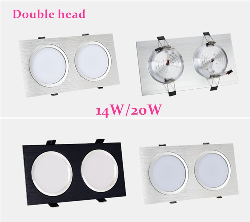 Square Bright Dimmable Downlights 7W 10W 14W 20W LED Ceiling lamp recessed COB Ceiling Spot lights ac85-265V LED Indoor Lighting