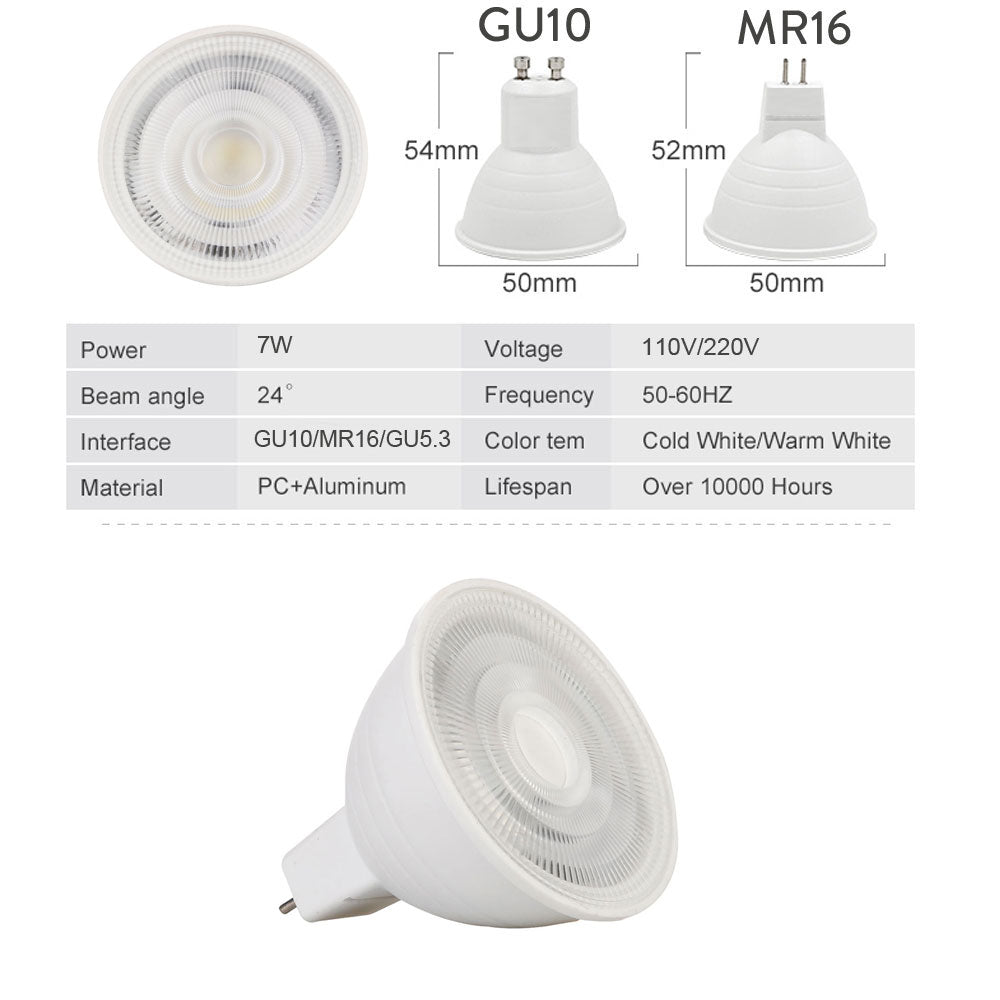Dimmable 5W LED Bulb Spotlight GU10 MR16 110v 220V Spotlight Bulb Beam Angle 24 Degree Chandelier LED Lamp For Downlight  Light