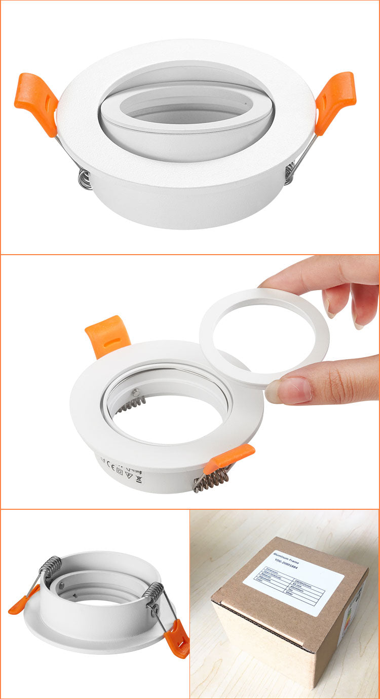 Black Round 2pcs Adjustable Surface Mounted MR16 GU10 Frame Downlight Housing Lamp Housing Fixture Downlight