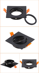 Black Round 2pcs Adjustable Surface Mounted MR16 GU10 Frame Downlight Housing Lamp Housing Fixture Downlight