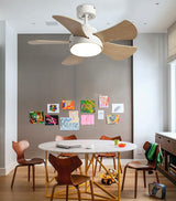 Wood Children's room ceiling fan lamp with lights remote control living room dining room kitchen Nordic wooden fans