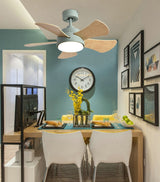 Wood Children's room ceiling fan lamp with lights remote control living room dining room kitchen Nordic wooden fans
