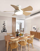 Wood Children's room ceiling fan lamp with lights remote control living room dining room kitchen Nordic wooden fans