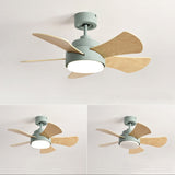 Wood Children's room ceiling fan lamp with lights remote control living room dining room kitchen Nordic wooden fans