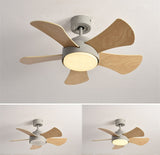 Wood Children's room ceiling fan lamp with lights remote control living room dining room kitchen Nordic wooden fans