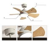 Wood Children's room ceiling fan lamp with lights remote control living room dining room kitchen Nordic wooden fans