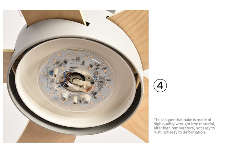 Wood Children&#39;s room ceiling fan lamp with lights remote control living room dining room kitchen Nordic wooden fans