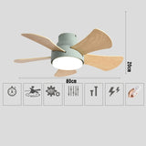 Wood Children's room ceiling fan lamp with lights remote control living room dining room kitchen Nordic wooden fans