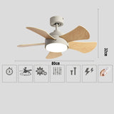 Wood Children's room ceiling fan lamp with lights remote control living room dining room kitchen Nordic wooden fans