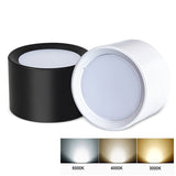 Dimmable led surface mounted downlight ceiling non-porous cylindrical spotlight anti-fog 5W-24W AC85-265V ceiling light