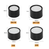 Dimmable led surface mounted downlight ceiling non-porous cylindrical spotlight anti-fog 5W-24W AC85-265V ceiling light