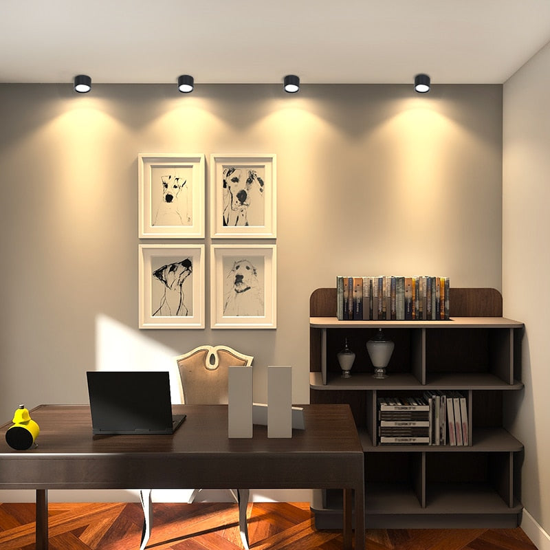 Dimmable led surface mounted downlight ceiling non-porous cylindrical spotlight anti-fog 5W-24W AC85-265V ceiling light