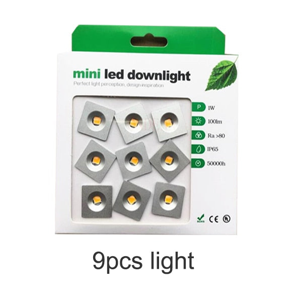Dimmable 9pcs 1W Mini LED Downlight Indoor Outdoor IP65 Garden Bathroom Corridor Ceiling Spot Bulb Light Sauna Lighting 1W DC12V
