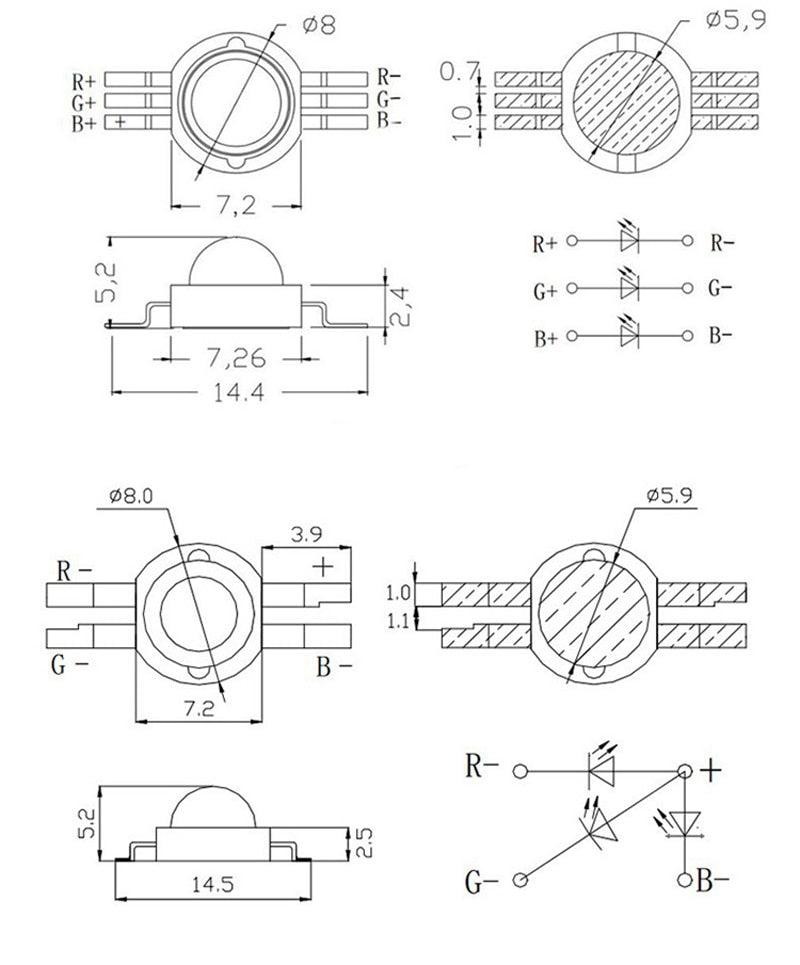 Real Full Watt 1W 3W High Power LED Lamp Bulb Diodes 10-100Pcs SMD 2.0-3.6V RGB LED For Spotlight Downlight DIY Beads